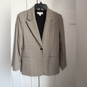 Treasure & Bond Houndstooth Blazer in black, brown and cream. Size small.